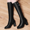 【服饰鞋包】-长筒靴女不过膝粗跟 秋冬新款皮面靴子骑士靴 商品缩略图2