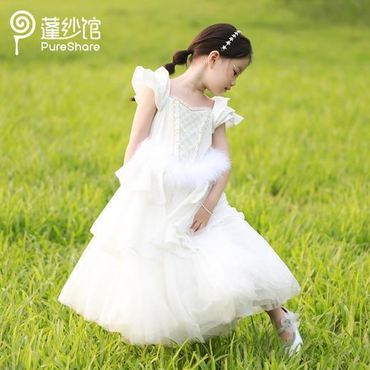 PureShare 蓬纱馆儿童礼服公主裙女童短袖钢琴演出服高端小女孩生日模特走秀-天鹅公主 商品图3