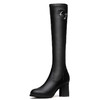 【服饰鞋包】-长筒靴女不过膝粗跟 秋冬新款皮面靴子骑士靴 商品缩略图4