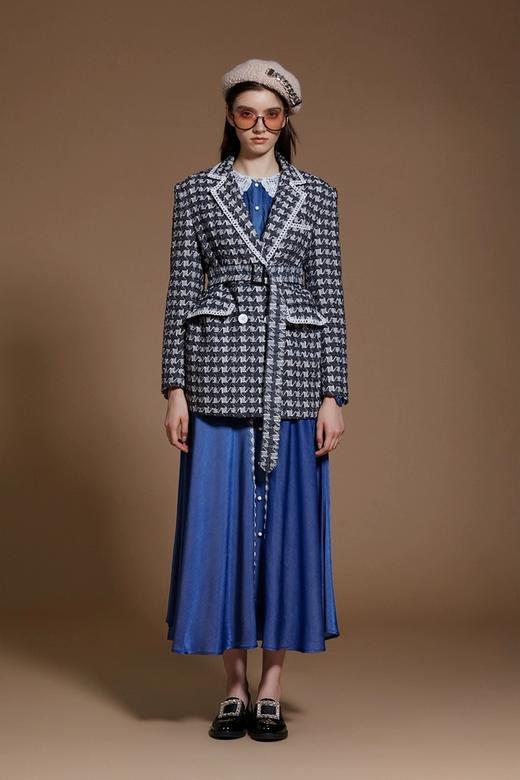 灰色千鸟格毛呢中性西装外套 商品图1