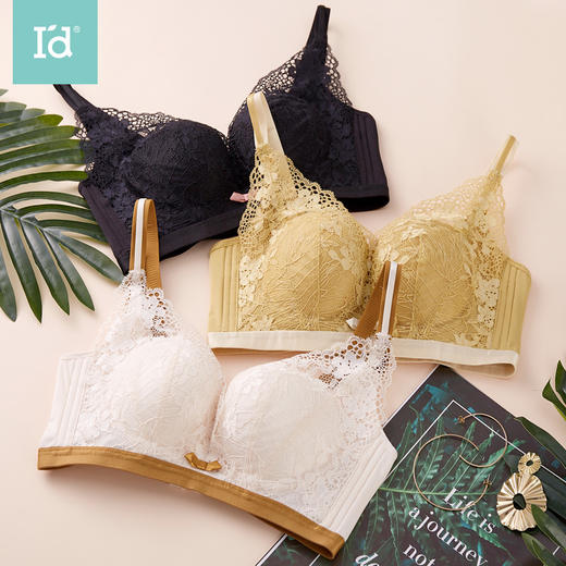 爱帝女士花卉底包边蕾丝文胸B杯型 商品图0