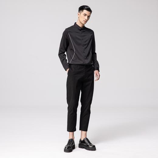 PINLI品立2022秋冬新款男辑明线纯色商务休闲长袖衬衫B213613372 商品图4