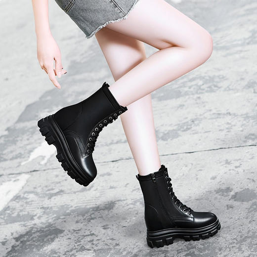 【服饰鞋包】-莱卡金顿内增高马丁靴女英伦风短靴 商品图1
