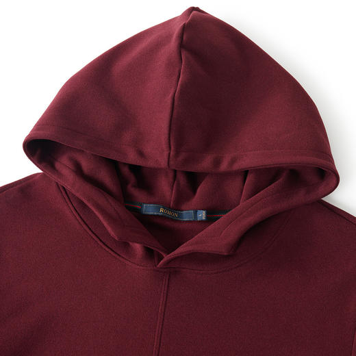 【厚实保暖】罗蒙秋冬男装连帽卫衣男士休闲学院风纯色简约卫衣外套男 商品图8