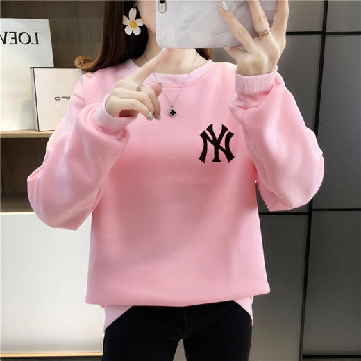【新款秋冬季休闲加绒ins超火】网红明星同款圆领百搭男女时尚NY卫衣 宽松大码长袖韩版加绒加厚百搭保暖男女装 商品图4