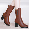 【服饰鞋包】中筒马丁靴女式皮靴英伦风 秋冬新款厚底粗跟高跟加绒靴子 商品缩略图2