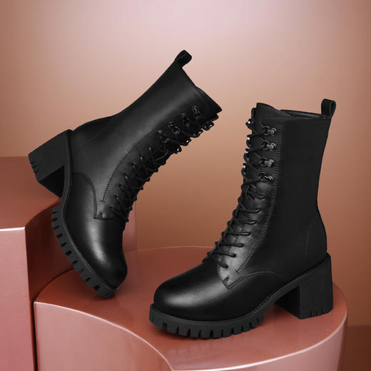 【女靴】-ann中筒马丁靴女英伦风女靴高跟靴子 商品图8