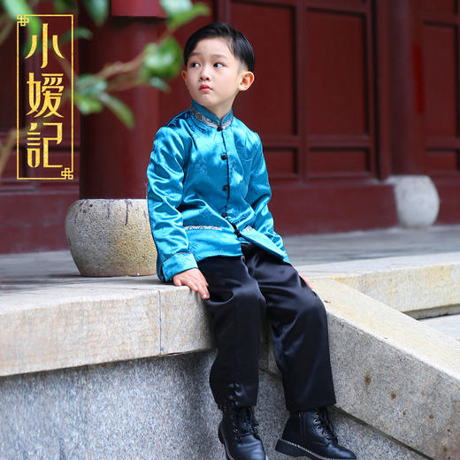 非质量问题不退换哦~小嫒记男童秋冬新款中国风外套裤子-唐韵 玄墨 商品图1