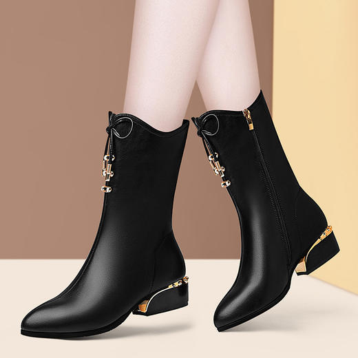 【服饰鞋包】-秋冬新款加绒中筒靴女鞋98336 商品图0