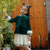 小嫒记女童连衣裙秋冬绿色新款长袖中国风礼服公主裙子-岁晴 商品缩略图3