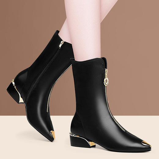 【服饰鞋包】-秋冬新款加绒中筒靴女鞋98336 商品图3