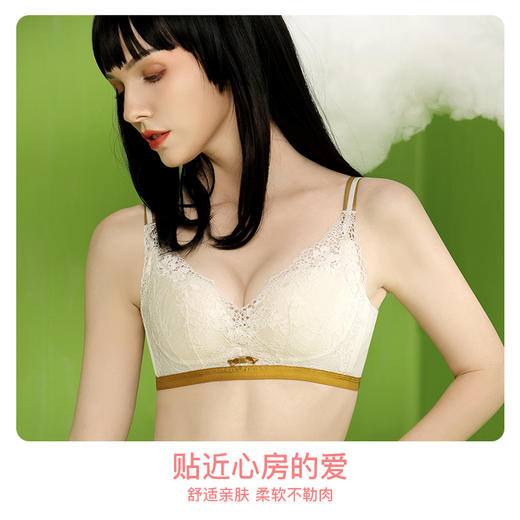 爱帝女士花卉底包边蕾丝文胸B杯型 商品图1