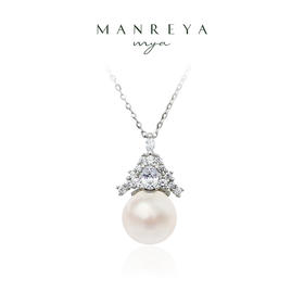 MANREYA玛芮雅「冰雪女王」锆石S925银镀白金淡水AK珍珠贵气项链