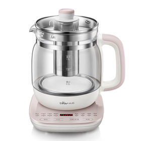 小熊养生壶YSH-A15Z8粉色电水壶热水壶烧水壶 花茶壶玻璃加厚煮茶器1.5L（带滤网）