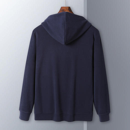 【厚实保暖】罗蒙秋冬男装连帽卫衣男士休闲学院风纯色简约卫衣外套男 商品图3