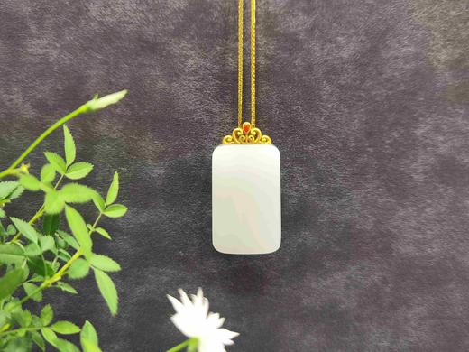 【御珠宫坊】金镶羊脂白玉无事牌 商品图1