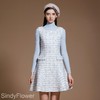 蓝灰粗纺花呢无袖修身连衣裙 商品缩略图5