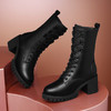 【女靴】-ann中筒马丁靴女英伦风女靴高跟靴子 商品缩略图5