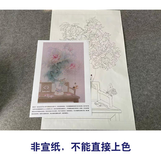【有步骤】王震工笔画白描底稿《当时事》博古花瓶初学者临摹花鸟线稿WZ04 商品图2
