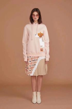 呆萌狗狗印花宽松款连帽卫衣