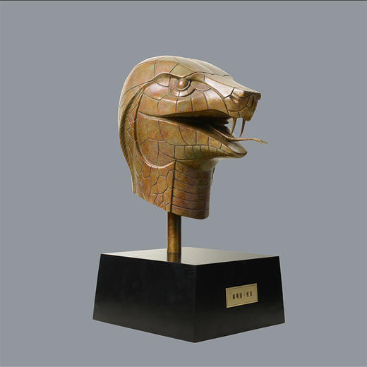 宇达青铜摆件 十二生肖蛇《圆明圆蛇首》家居 手工艺品 装饰摆件  高46cm 商品图0