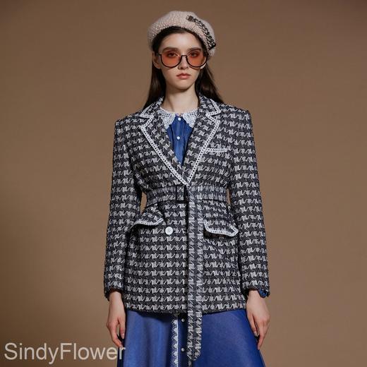 灰色千鸟格毛呢中性西装外套 商品图4