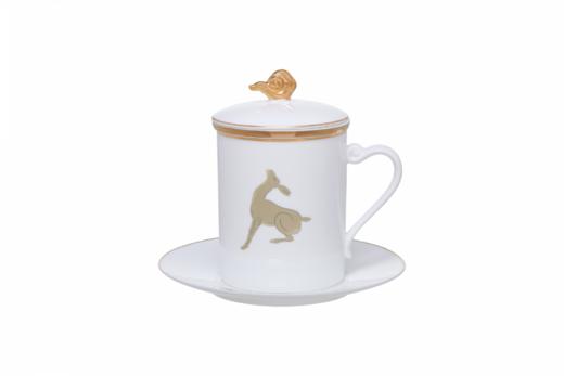 百货世界-美克美家 鹿鸣山间-白色带盖茶杯4件套 商品图0