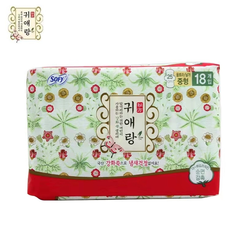 韩国lG贵爱娘韩方中草药卫生巾中款日用25cm18P