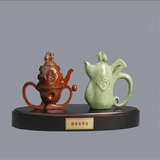 宇达青铜摆件 十二生肖兔《福寿吉祥壶》创意装饰  家居工艺摆件  高14cm 商品图0