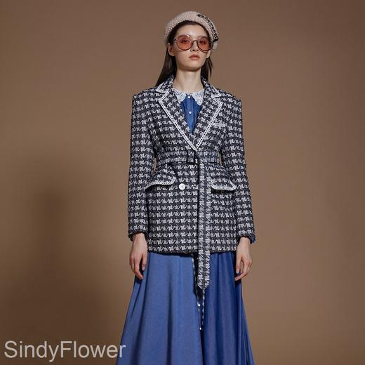 灰色千鸟格毛呢中性西装外套 商品图3