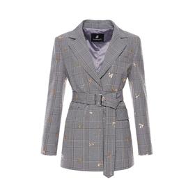 蝴蝶亮片绣花灰色收腰西装外套