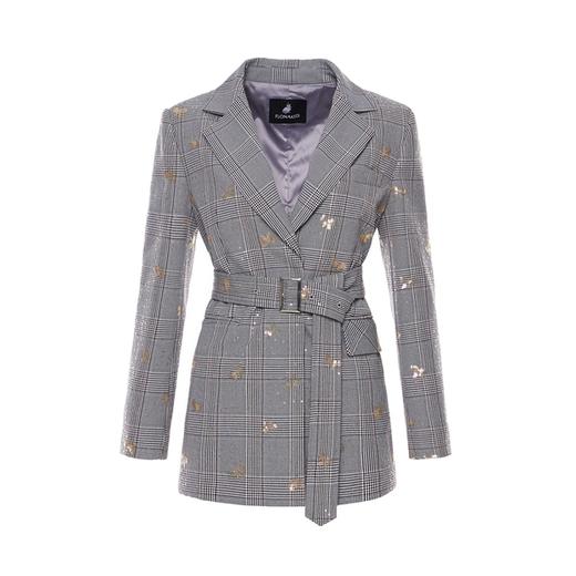 蝴蝶亮片绣花灰色收腰西装外套 商品图0