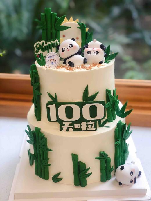 双层熊猫翻糖竹子奶油蛋糕 提前两天以上预定下单前请仔细阅读商品详情 商品图1