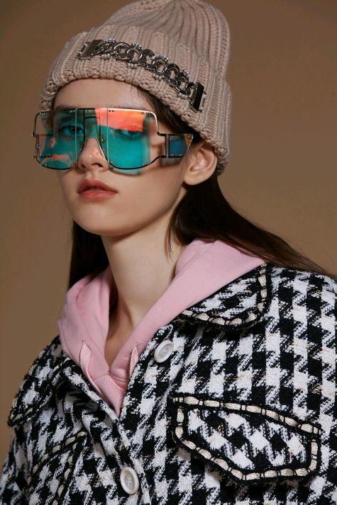 千鸟格毛呢宽松长外套 商品图5