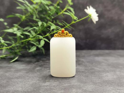 【御珠宫坊】金镶羊脂白玉无事牌 商品图3