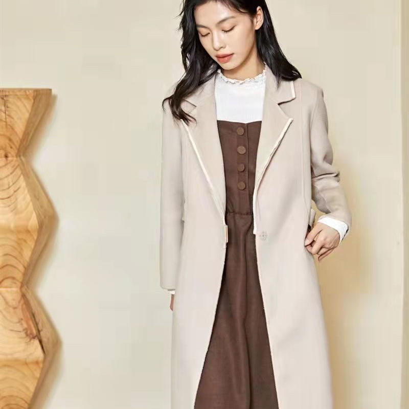 歌迪丝cloris纯色中长款过膝高端气质羊毛大衣