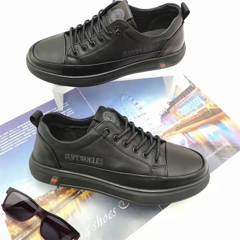 德赛帝伦男士真皮假系带一脚蹬休闲鞋