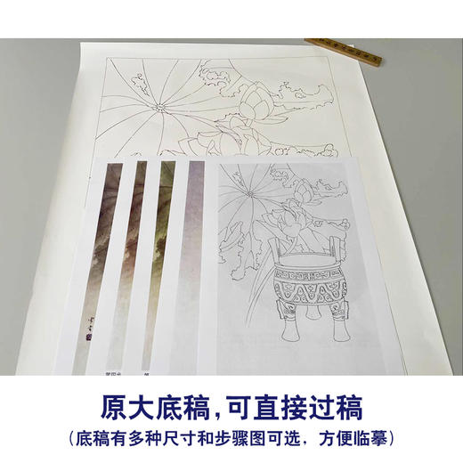 【有步骤】龚雪青工笔画白描底稿《深古留香》荷花青铜器初学者临摹花鸟线稿XQ85 商品图1