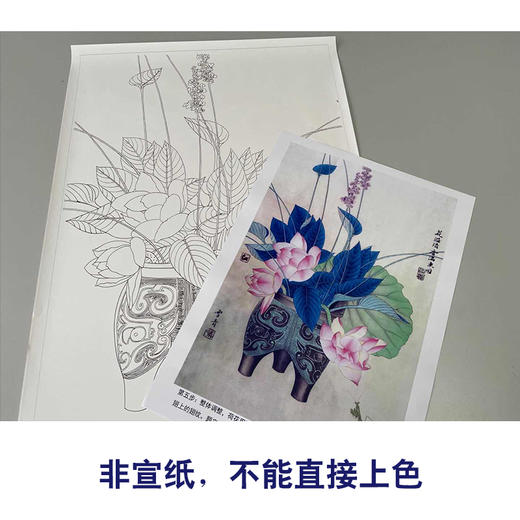 【有步骤】龚雪青工笔画白描底稿《花溢清香》荷花螳螂图初学者临摹花鸟线稿XQ81 商品图2