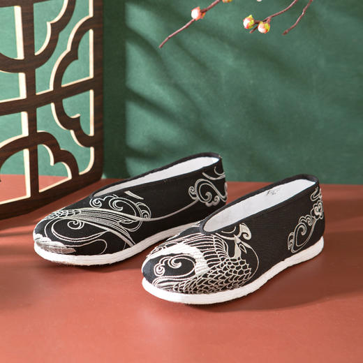 内联升男鞋手工单鞋千层底雨燕报春手工小元口布鞋(云燕)8512A 商品图3