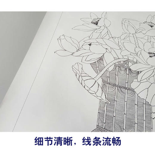 【有步骤】龚雪青工笔画白描底稿斗方小品《鸭趣图》荷花雏鸭初学者临摹花鸟线稿XQ86 商品图4