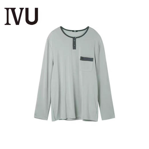 6F IVU 男秋冬长袖圆领睡衣上装可打底内搭上衣 商品图0