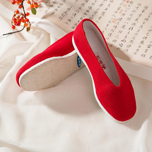 内联升女鞋舒适透气低帮鞋千层底手工缝制布鞋8604a