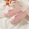 内联升女鞋手工单鞋千层底真丝绣花小元口（桃花）布鞋8646A 商品缩略图0