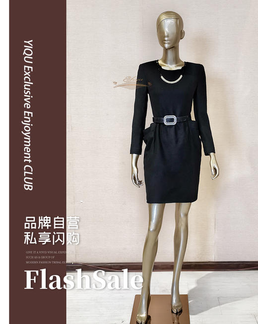 【特惠】YIQU |“关注”连身裙（简黑•含45%羊毛）P 商品图0