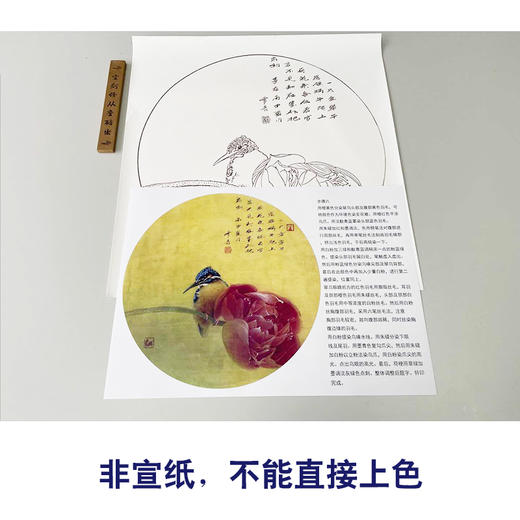 【有步骤】龚雪青工笔画白描底稿圆形小品《荷花翠鸟图》初学者临摹花鸟线稿XQ88 商品图2