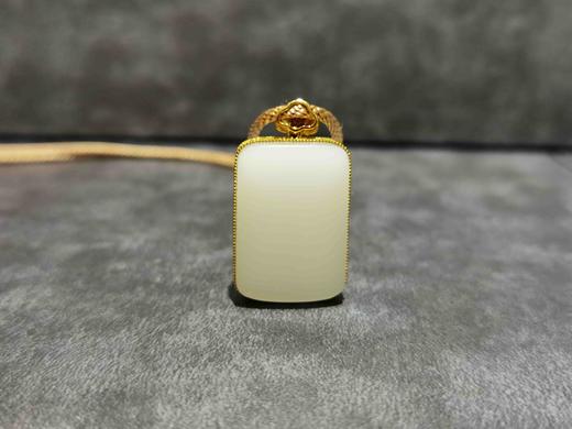 【御珠宫坊】金镶羊脂白玉无事牌 商品图1