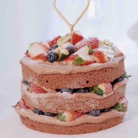 【草莓屋】草莓巧克力裸蛋糕。戚风蛋糕