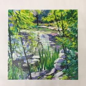 油画《公园一角》