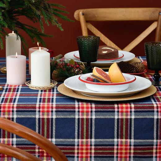 英式红蓝格纹桌布法式复古餐桌布 商品图1